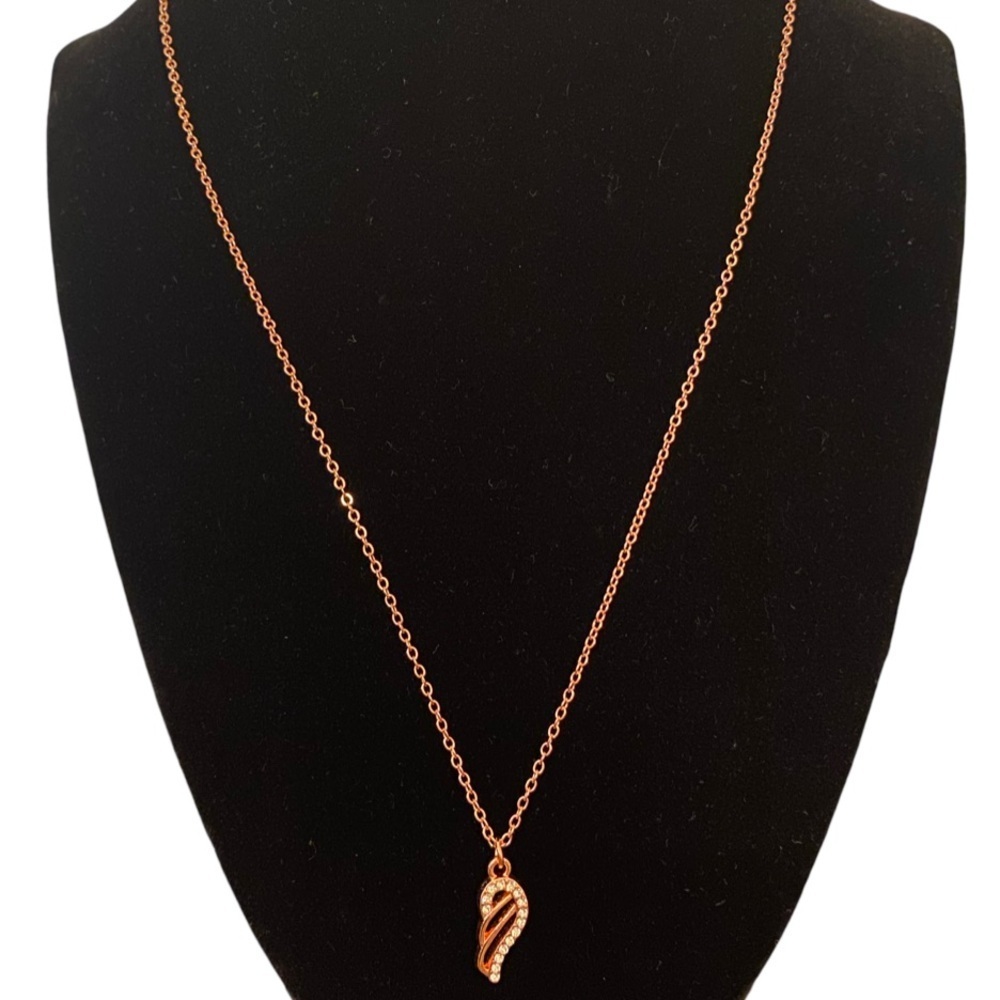ROSE GOLD SINGLE WING PENDANT & CHAIN 18” Chain Rose Gold (tone) Clear Stones